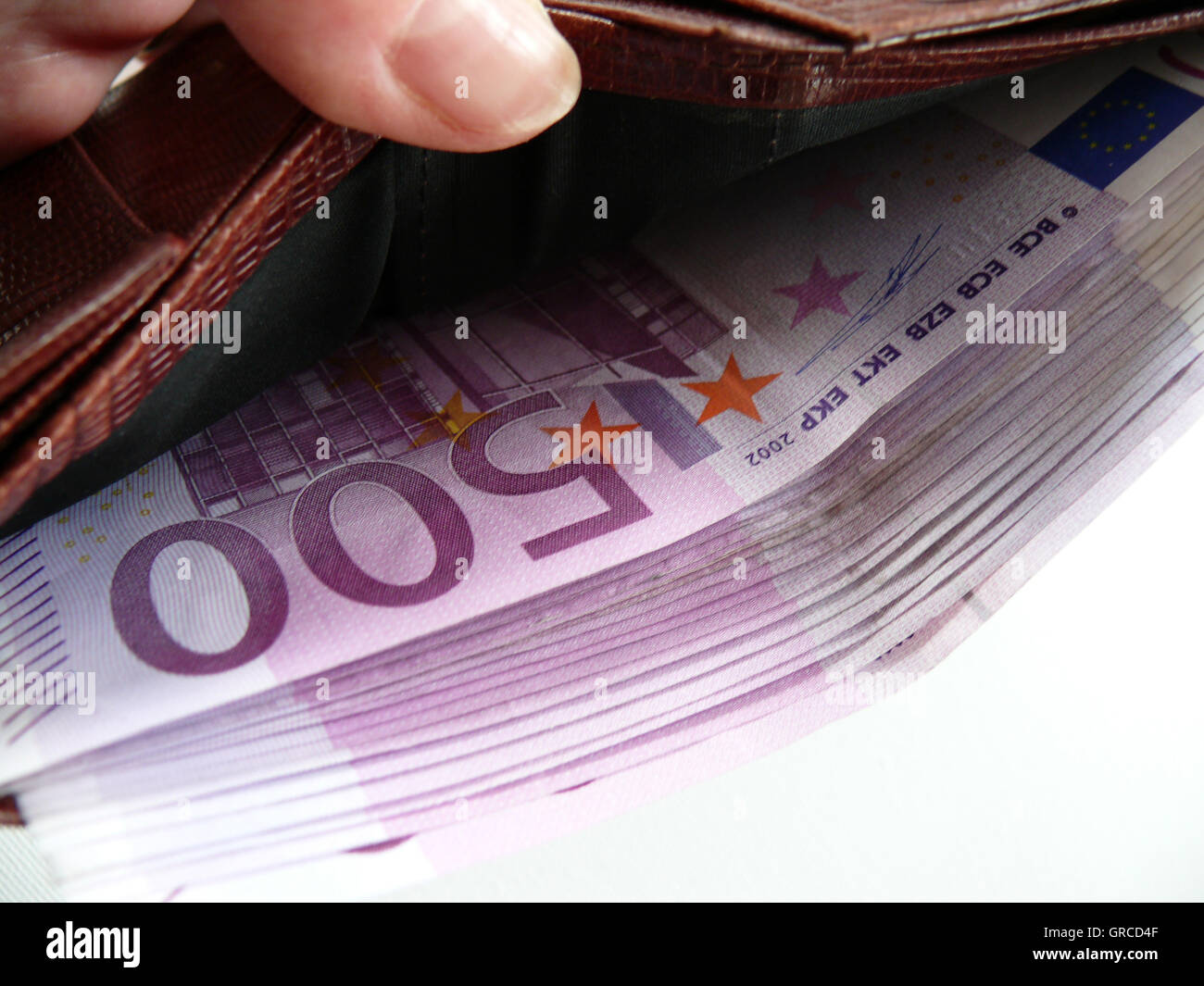 Much Money, Some 500 Euro Banknotes In A Wallet Stock Photo - Alamy