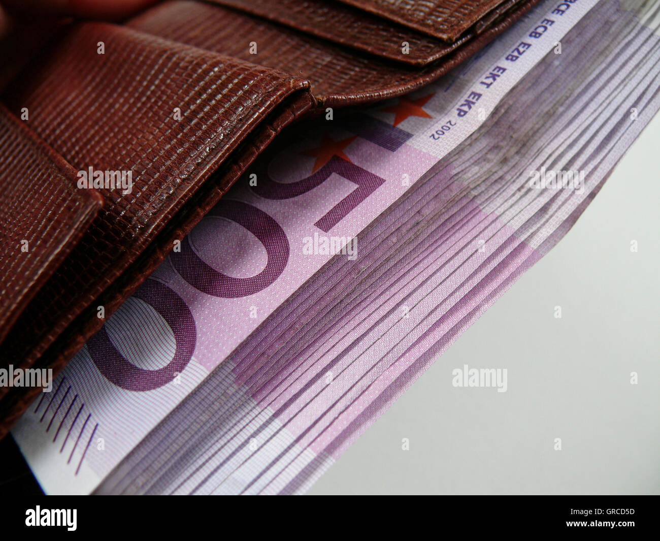 Much Money, Some 500 Euro Banknotes In A Wallet Stock Photo