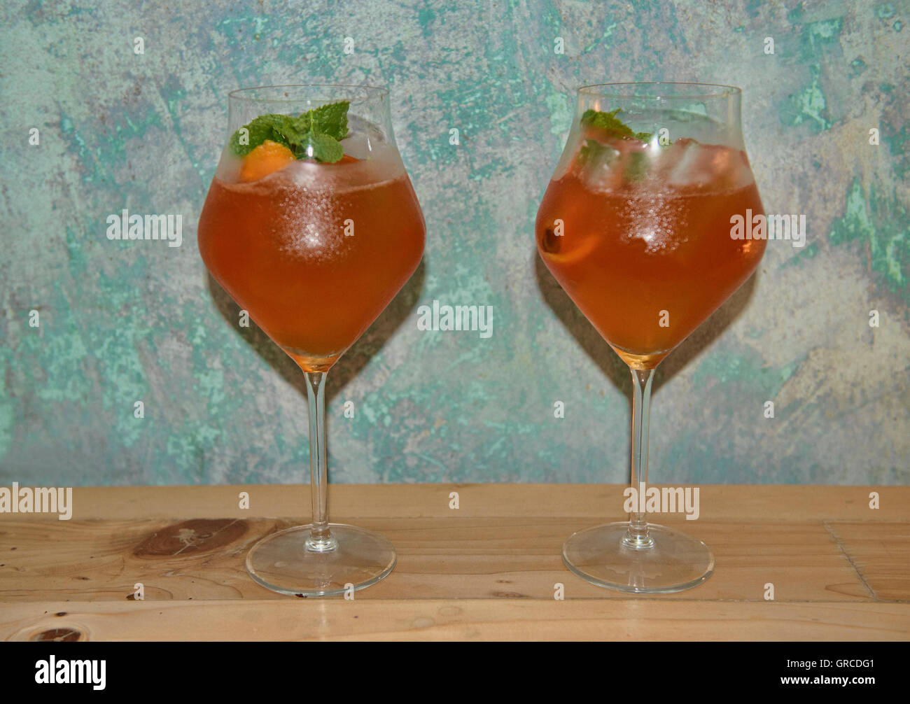 Thai iced tea gin and tonics at a bar in Chinatown, Bangkok, Thailand