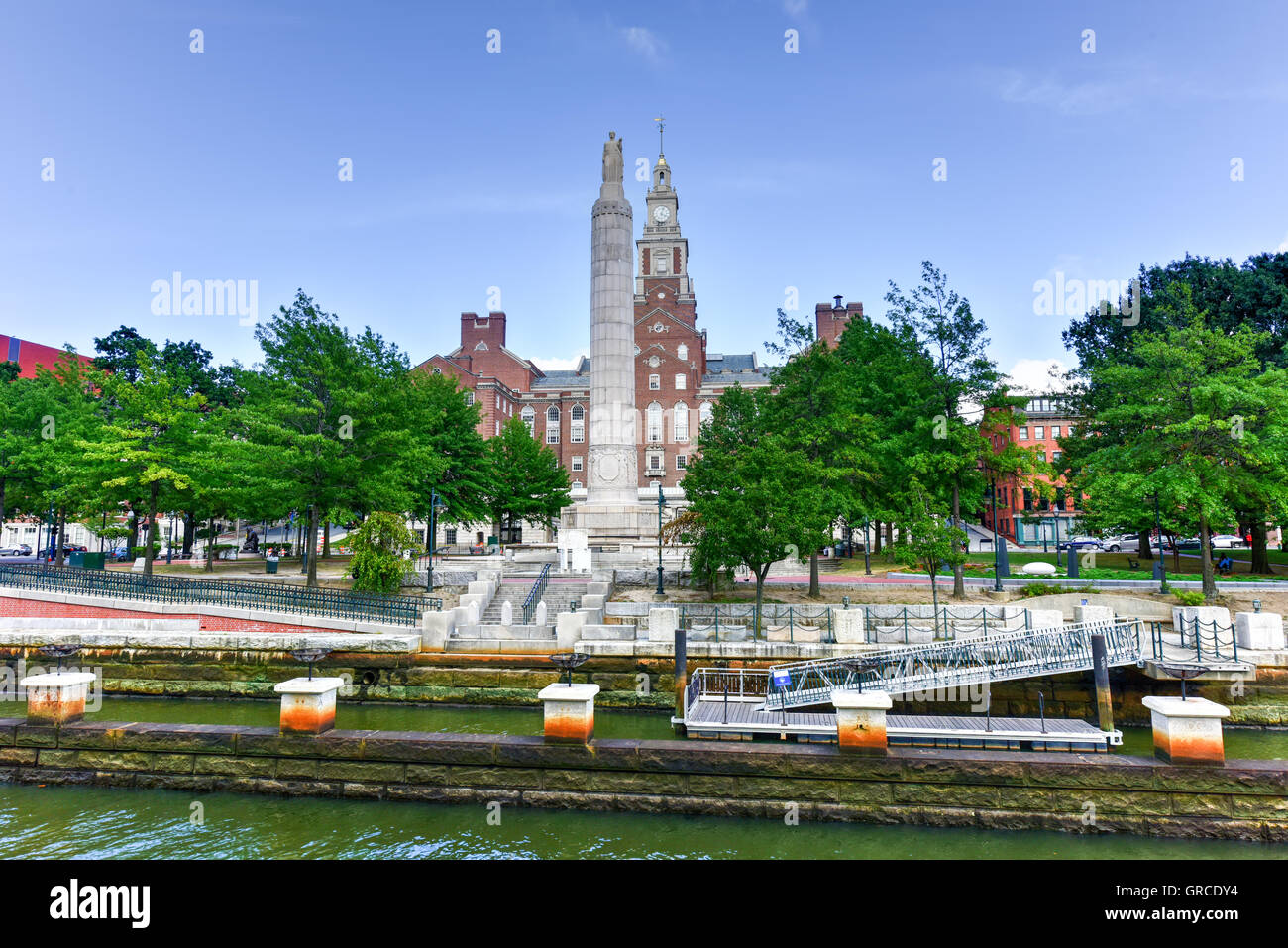 World War I monument in Memorial Park in Providence, Rhode Island. Stock Photo