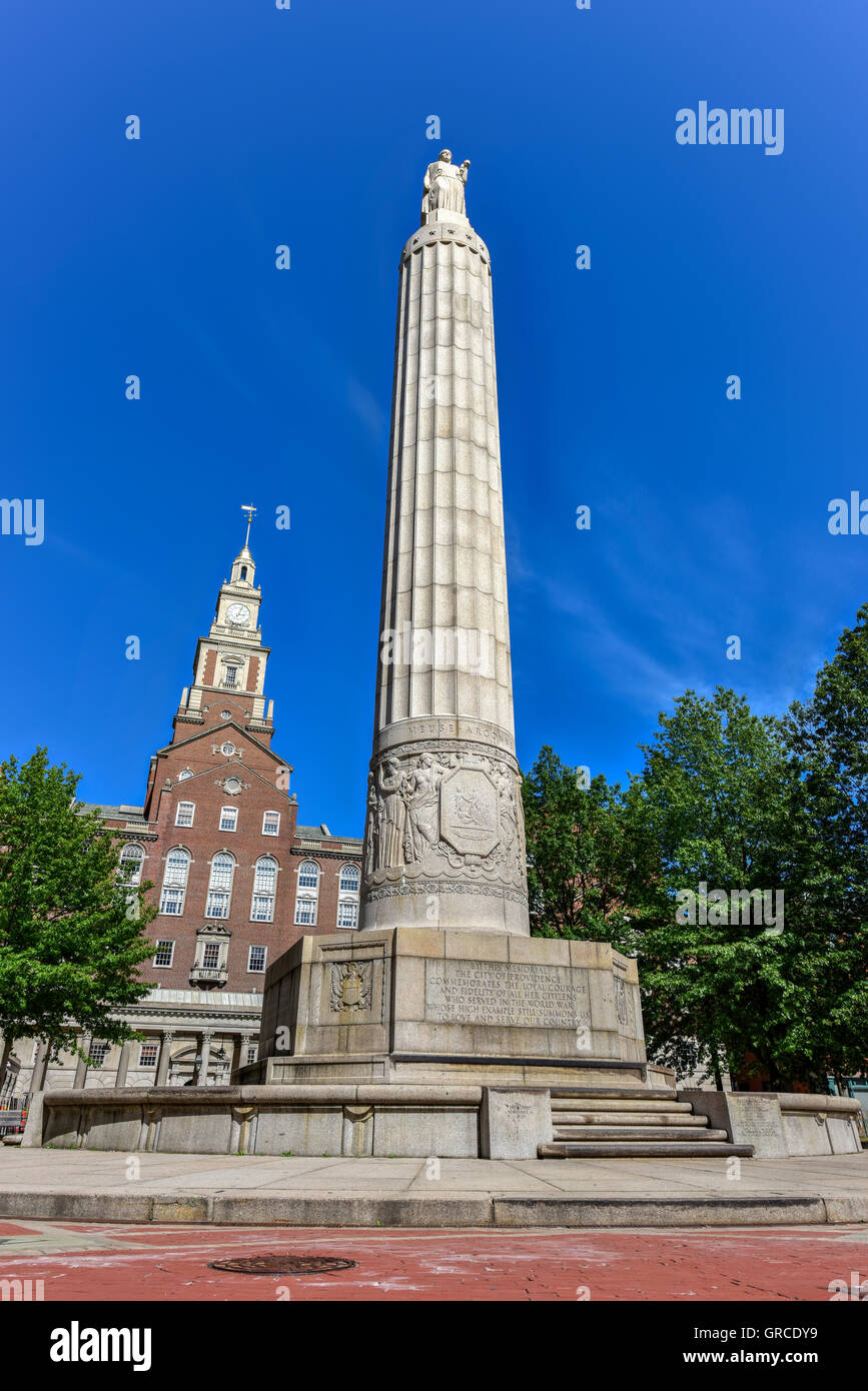 World War I monument in Memorial Park in Providence, Rhode Island. Stock Photo