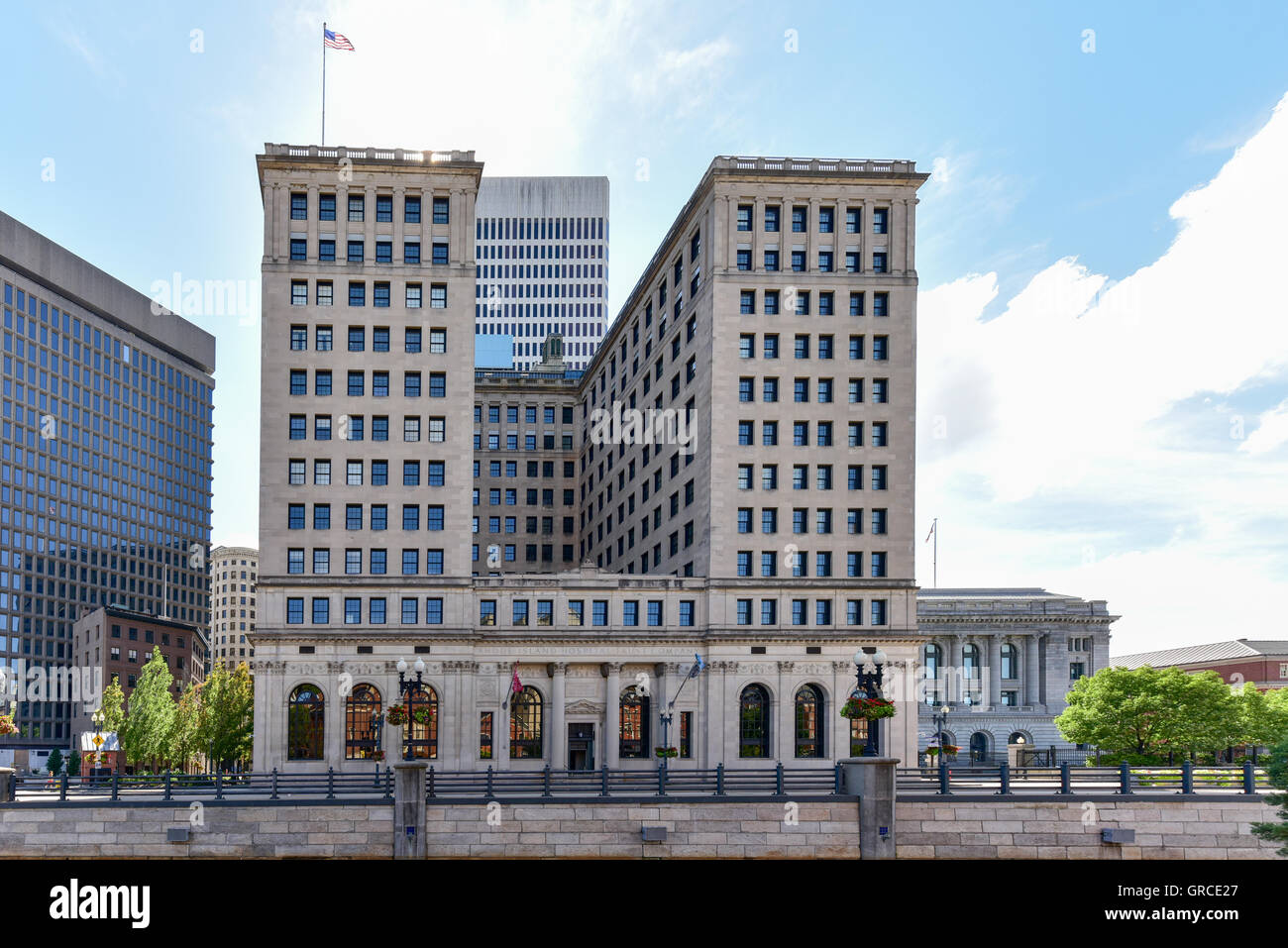 Rhode Island Hospital Trust Building is an historic commercial building at 15 Westminster Street in downtown Providence, Rhode I Stock Photo