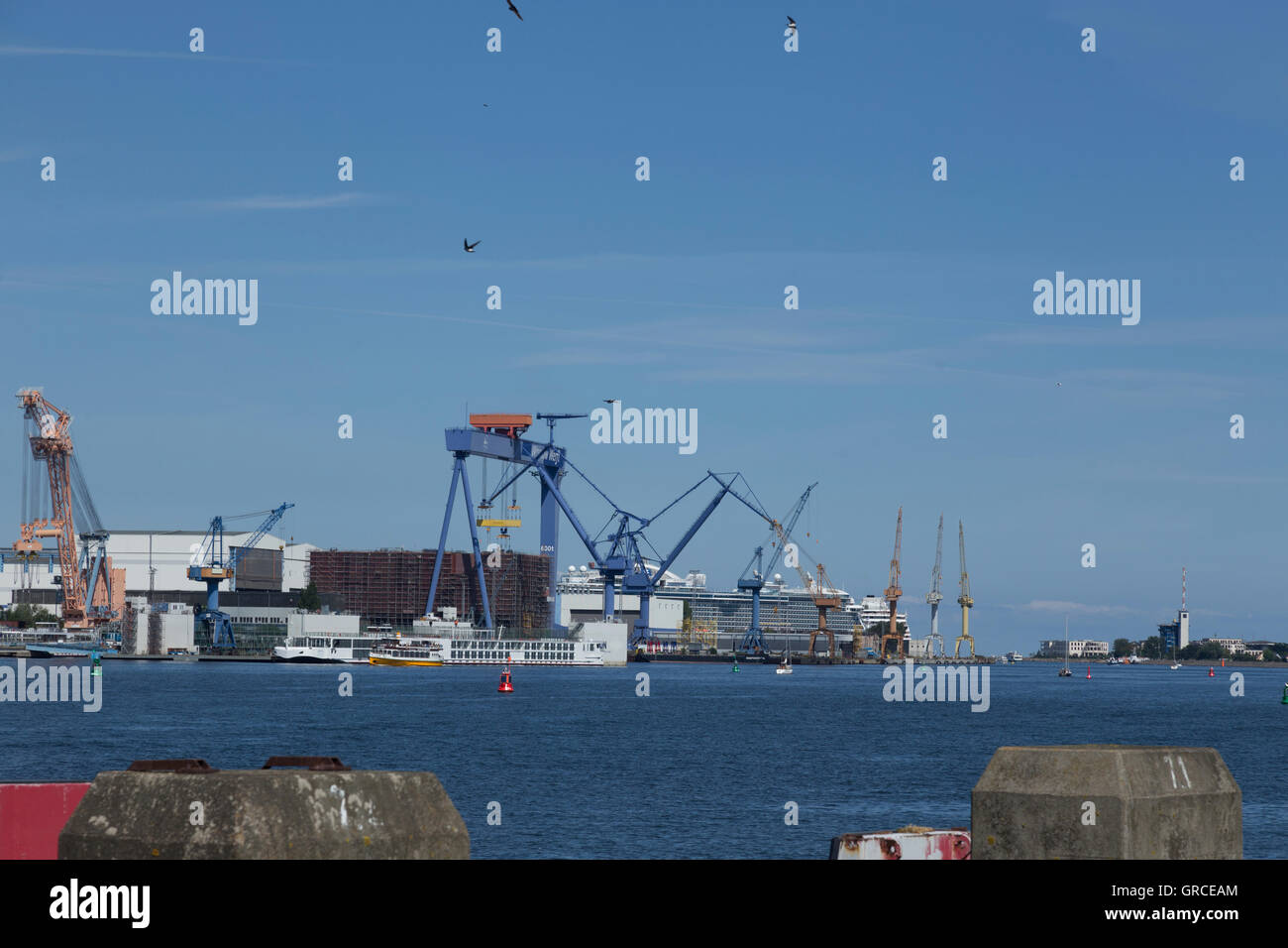Rostock, Germany, August 1, 2015 Buildings Of The Shipyard In The