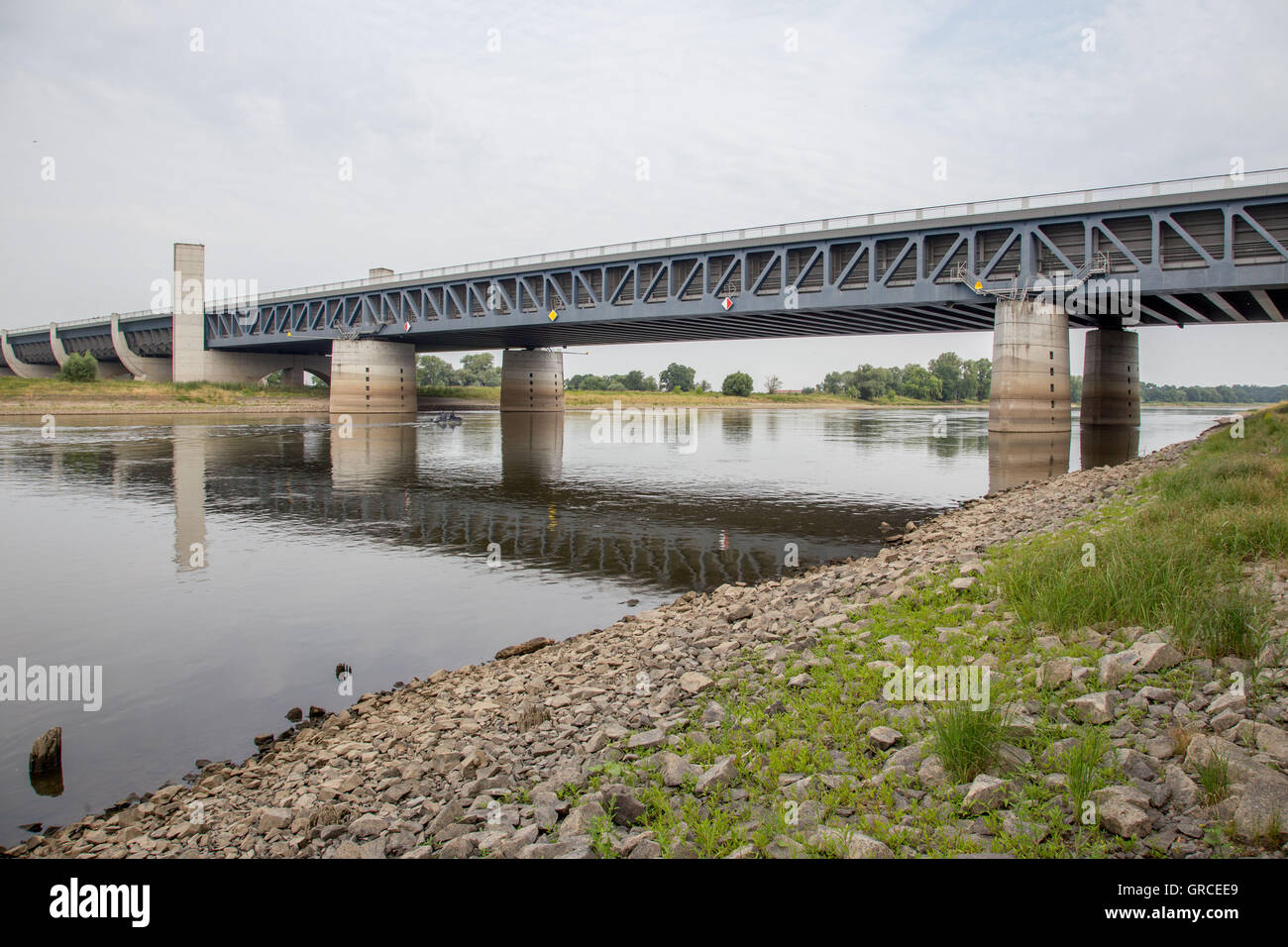 Bridge Of The Havel-Elbe Canal Across The Elbe Near Magdeburg Stock