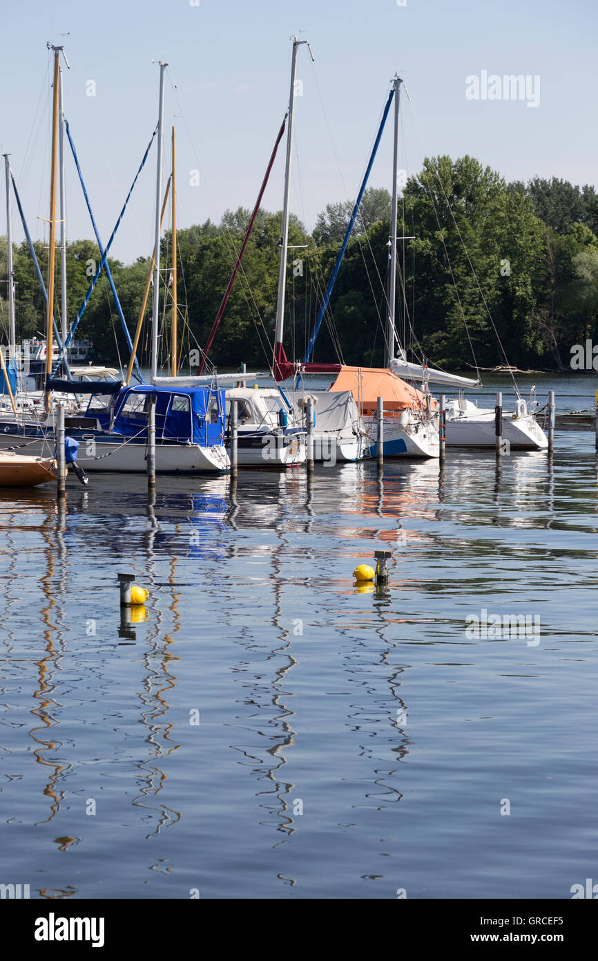 Two Buoys In Front Of The Marina On The Havel Stock Photo