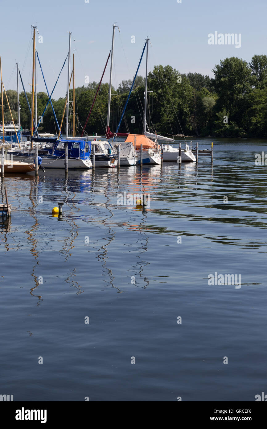 Two Buoys In Front Of The Marina On The Havel Stock Photo