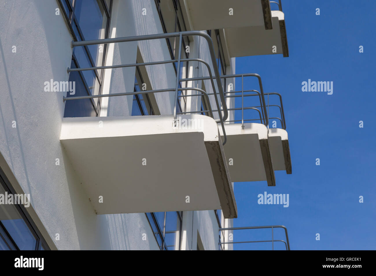 Series Of Balconies On A Wing Of The Bauhaus Museum Stock Photo