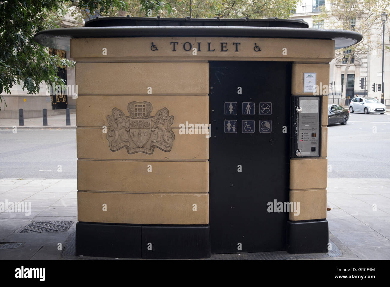 Public pay toilet WC in central London Stock Photo