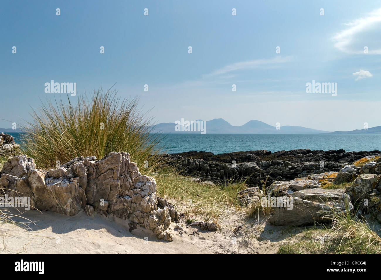 The Paps of Jura, as seen from the Isle of Colonsay, Scotland, UK Stock Photo