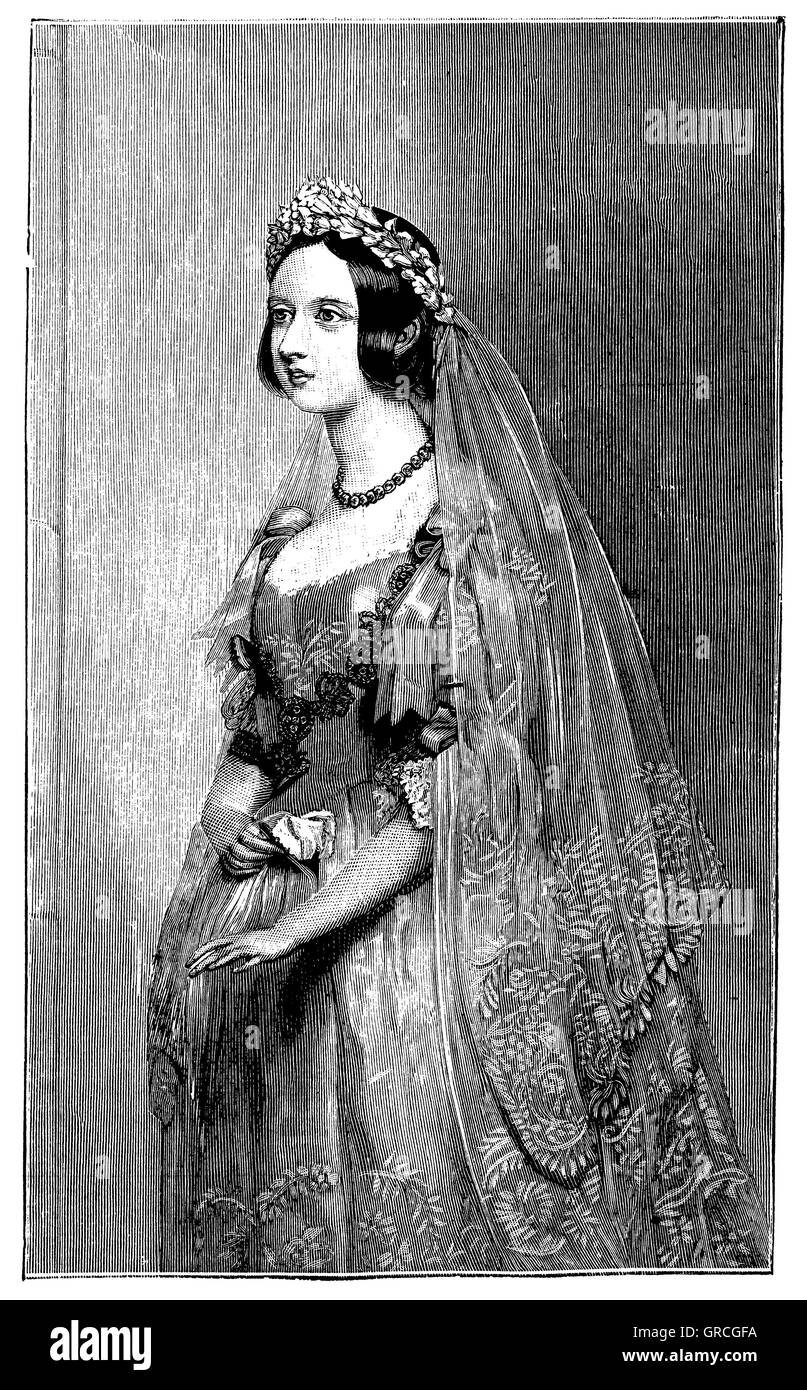 Queen Victora in her Wedding Dress . After the Picture by Drummond Stock Photo