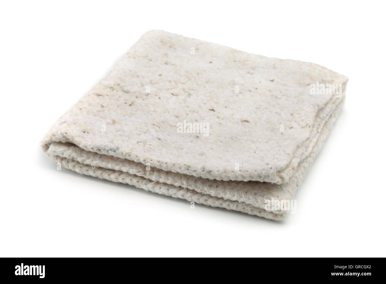 Folded rough cleaning rag isolated on white Stock Photo