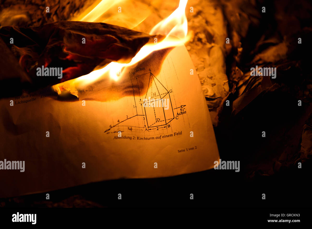 Combustion Of Notebooks Stock Photo