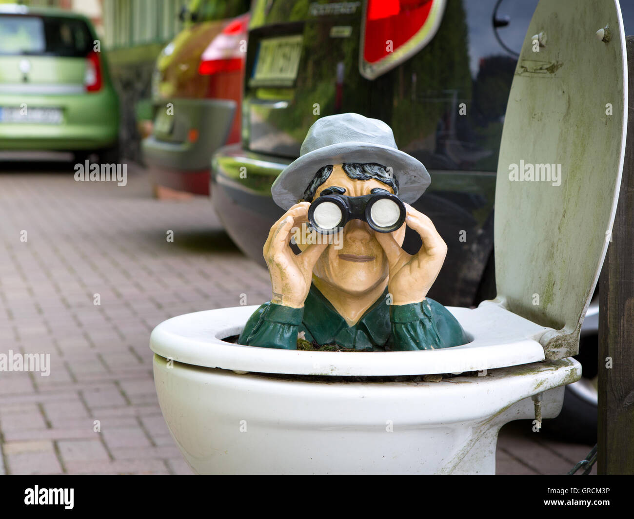 The Spy In The Toilet Bowl Stock Photo