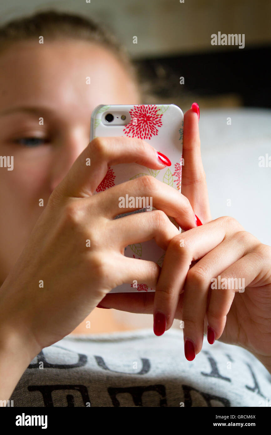 Teenager With Smartphone Stock Photo