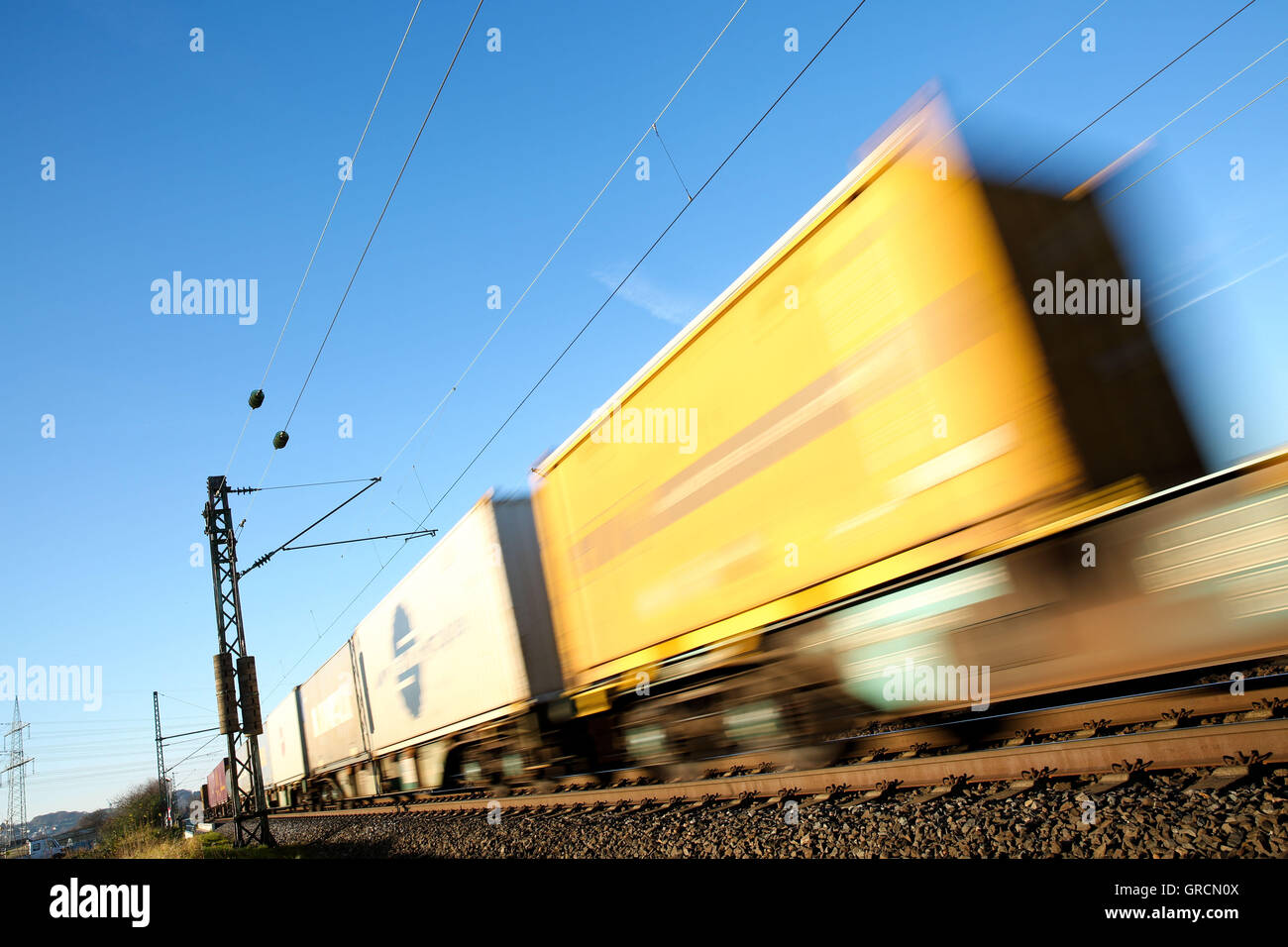 Rolling Freight Train Stock Photo Alamy