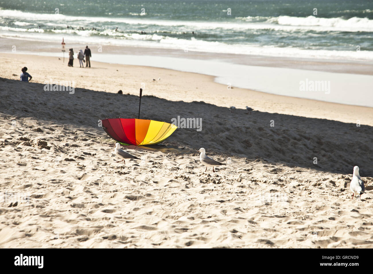 Colourful Umbrella On A Beach Stock Photo - Alamy