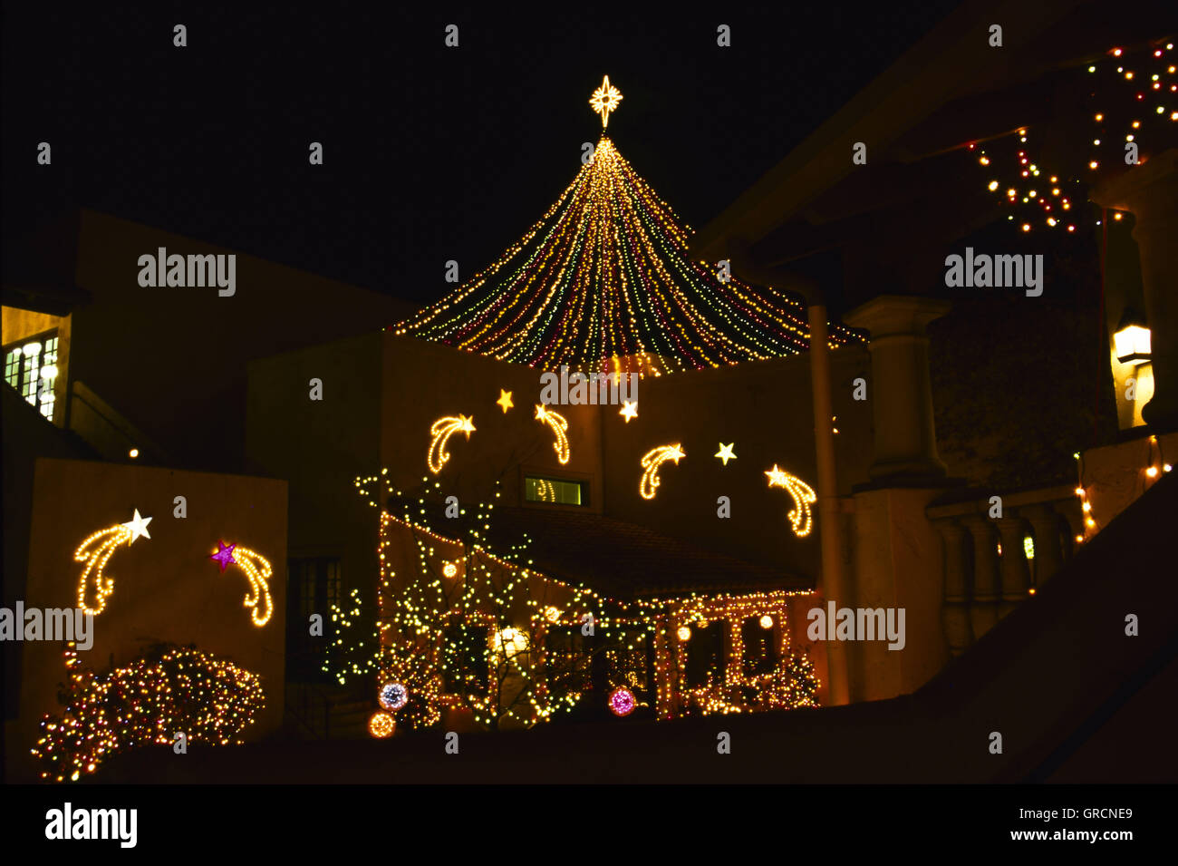 Christmas Dekoration  Lights On A Building Stock Photo
