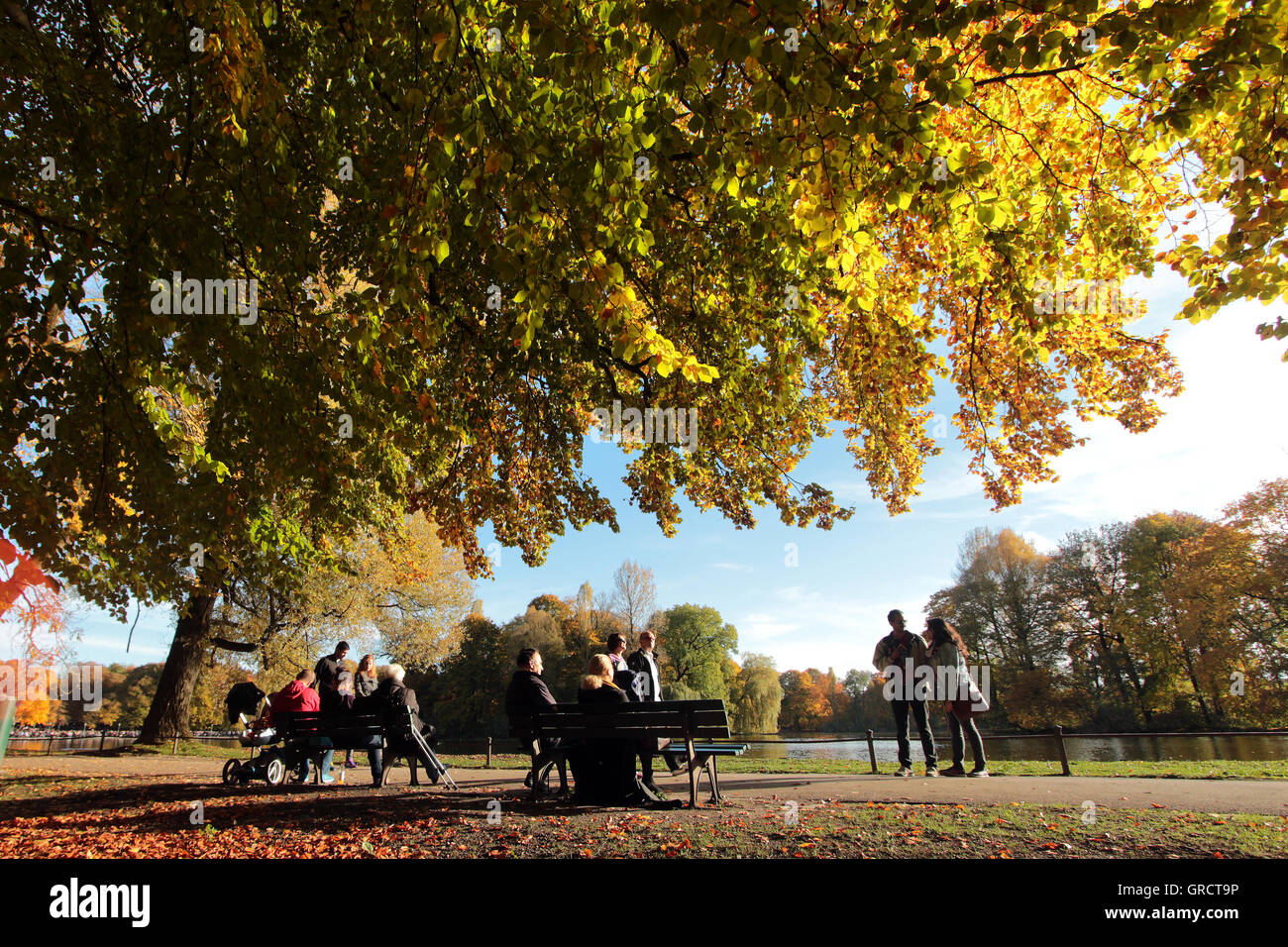 Autumn Impressions At Englischer Garten In Munich Stock Photo