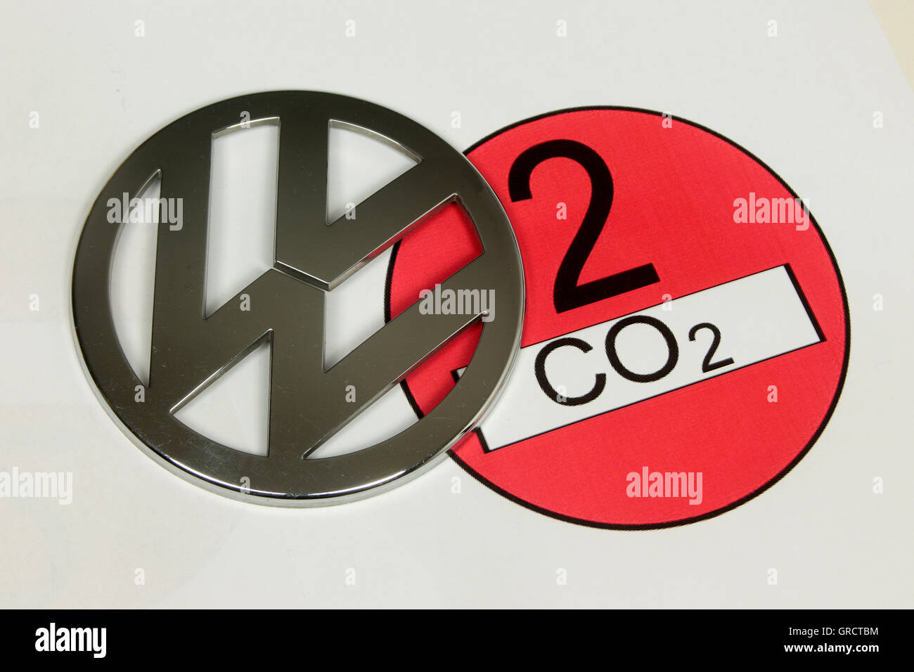Vw Sign With Red Environmental Marker Stock Photo