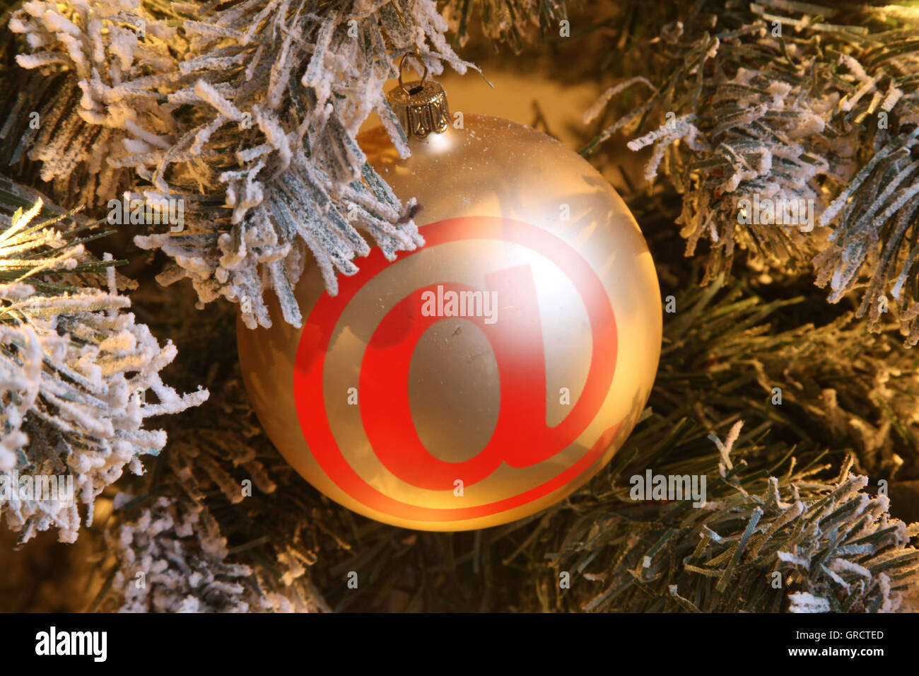 Christmas Tree Ornament With At Sign Stock Photo