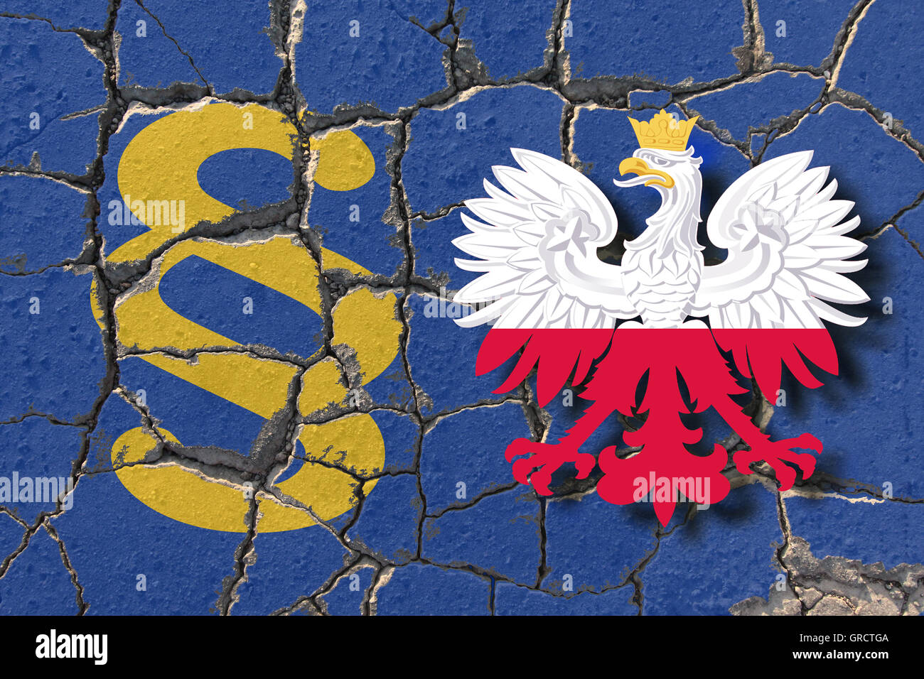 State Seal Of Poland With Eroding Paragraph Stock Photo