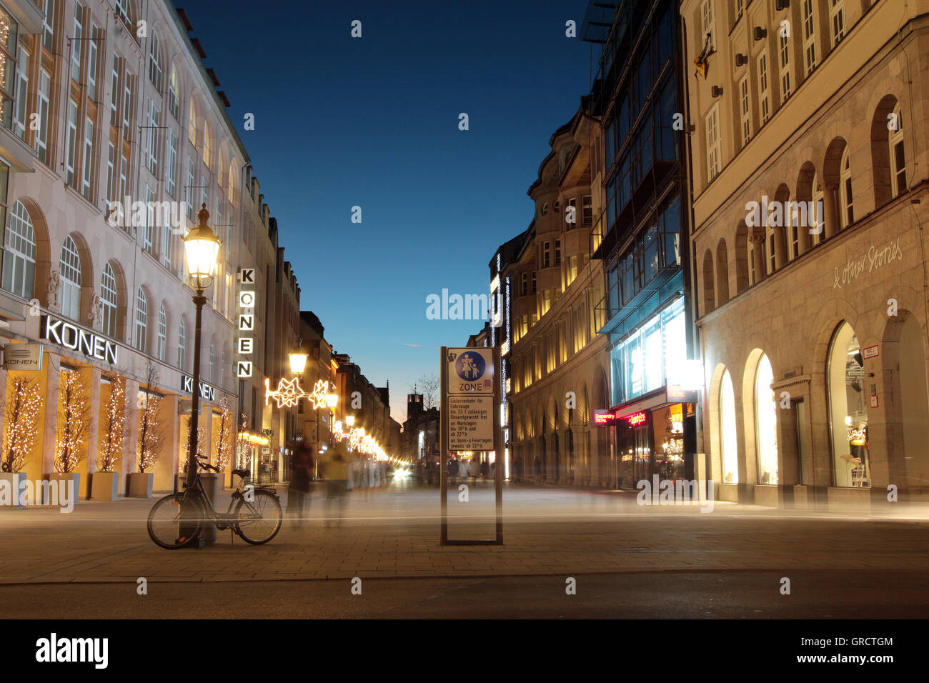 Street Sendlinger Strasse In Munich At Dusk Stock Photo