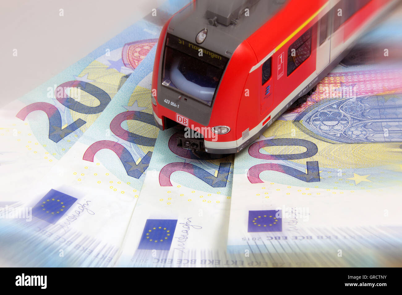 Railway Ticket Fares Increase Regional Commuter Train With Euro Bills Stock Photo