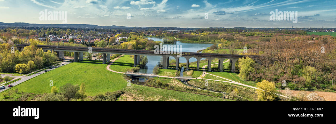 Aerial Panorama Viaduct Schildesche Obersee Bielefeld Stock Photo - Alamy