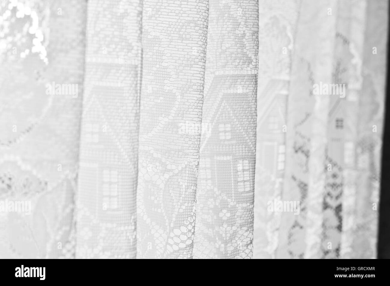 Closeup Of A White Curtain Stock Photo