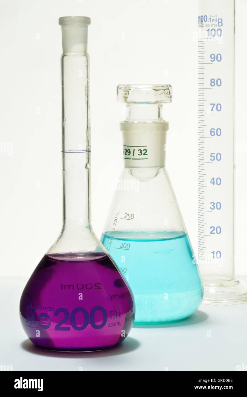 Chemical Glassware In Front Of White Background Stock Photo Alamy