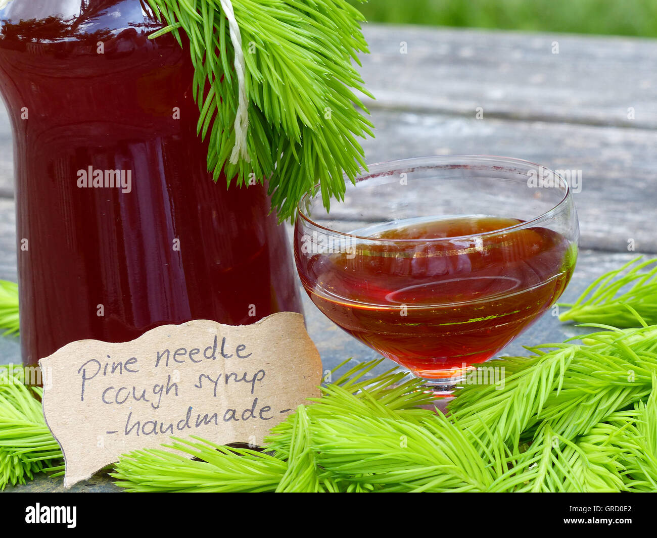 Pine Needle Cough Syrup Handmade Stock Photo