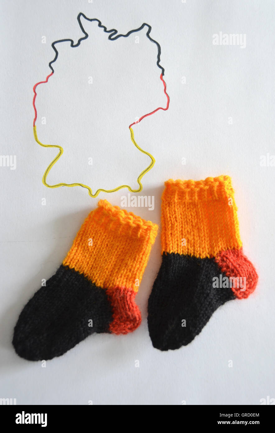 Handmade Woolen Socks In The Colours Of Germany Stock Photo - Alamy