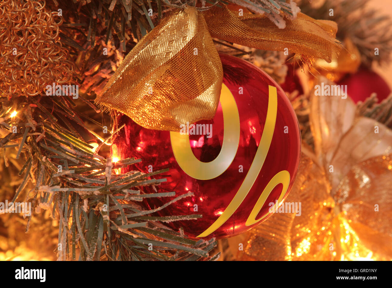 Christmas Tree Ornament With Percentage Sign Stock Photo
