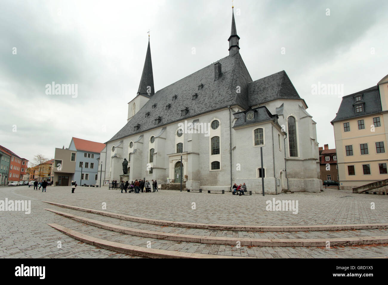 Church Peter And Paul At Herderplatz In Oldtown Of Weimar Stock Photo