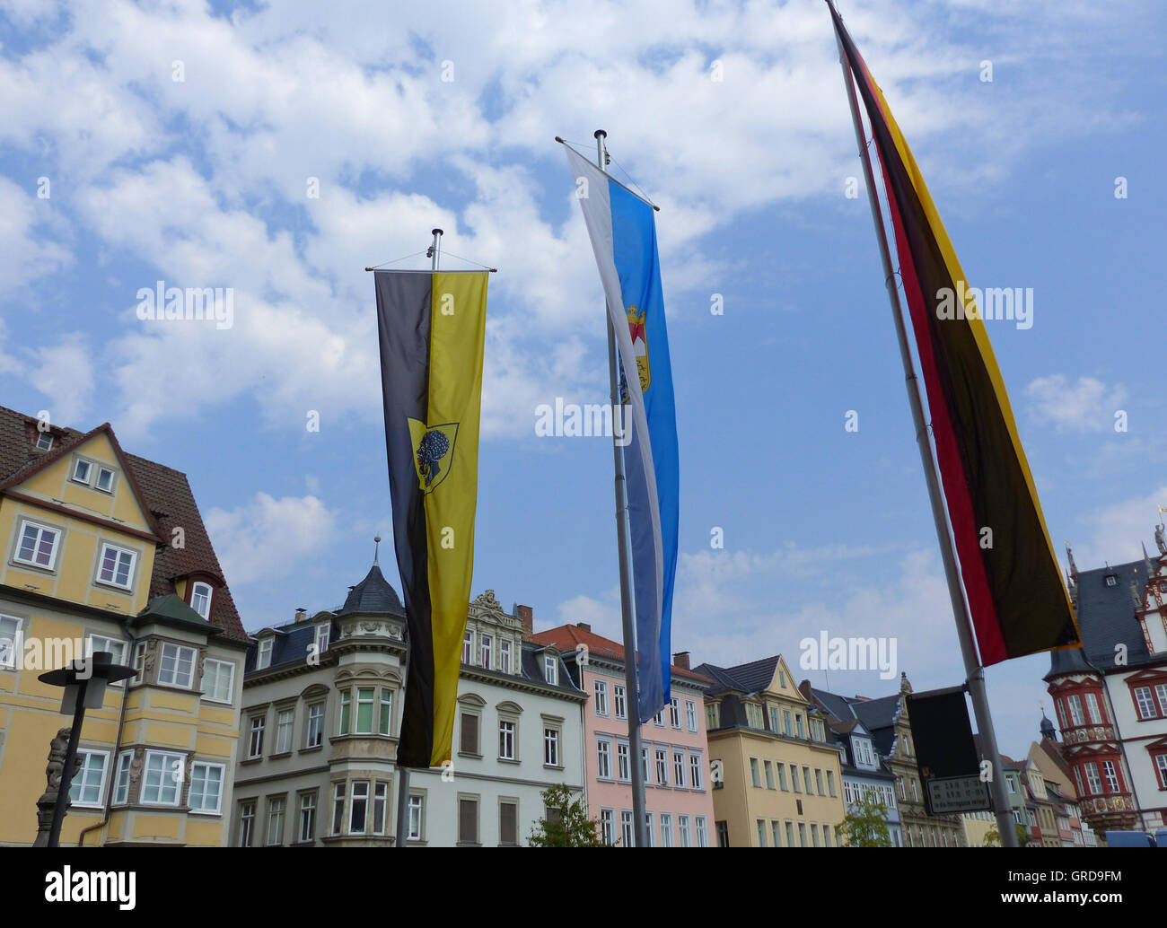 Coburg, Marketplace Flagged, Upper Franconia Stock Photo