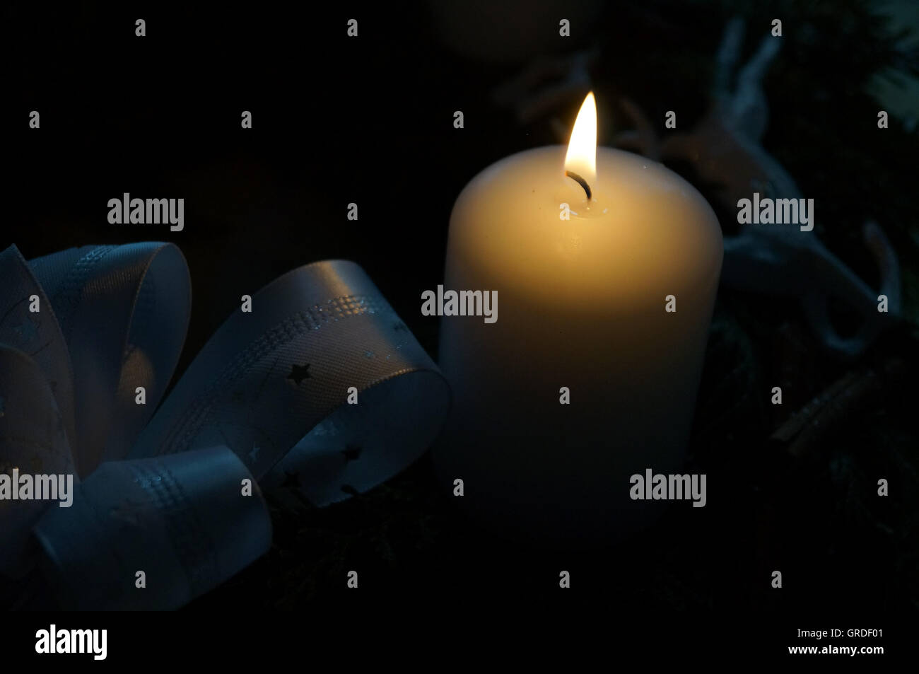 Candle Light, Contemplative Advent Season Stock Photo