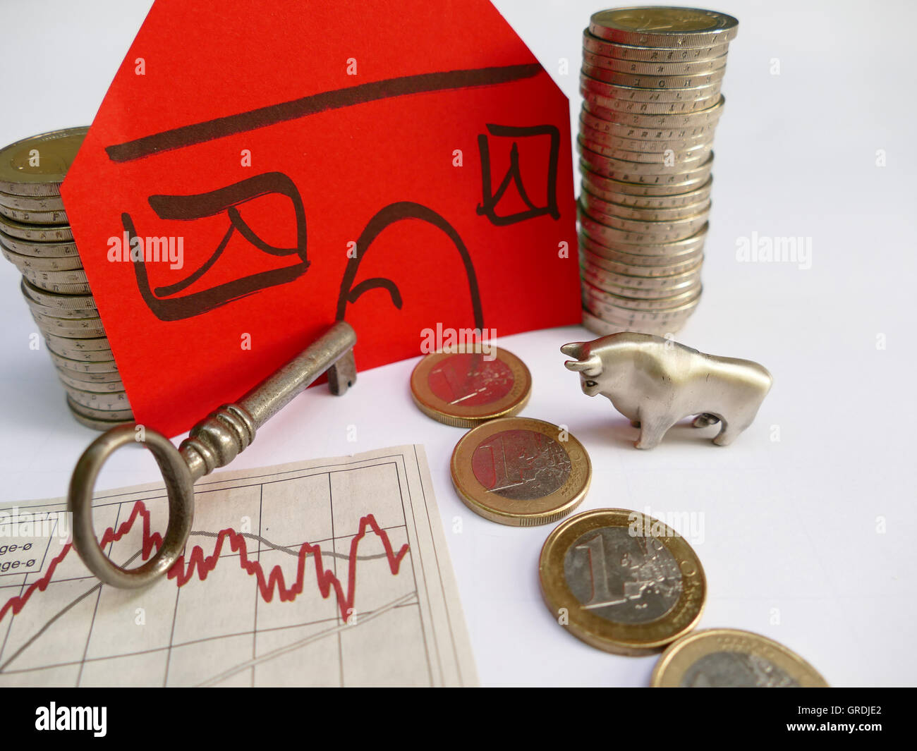 Symbol Photo Buying A House, Here House Financing With Share Earnings Stock Photo