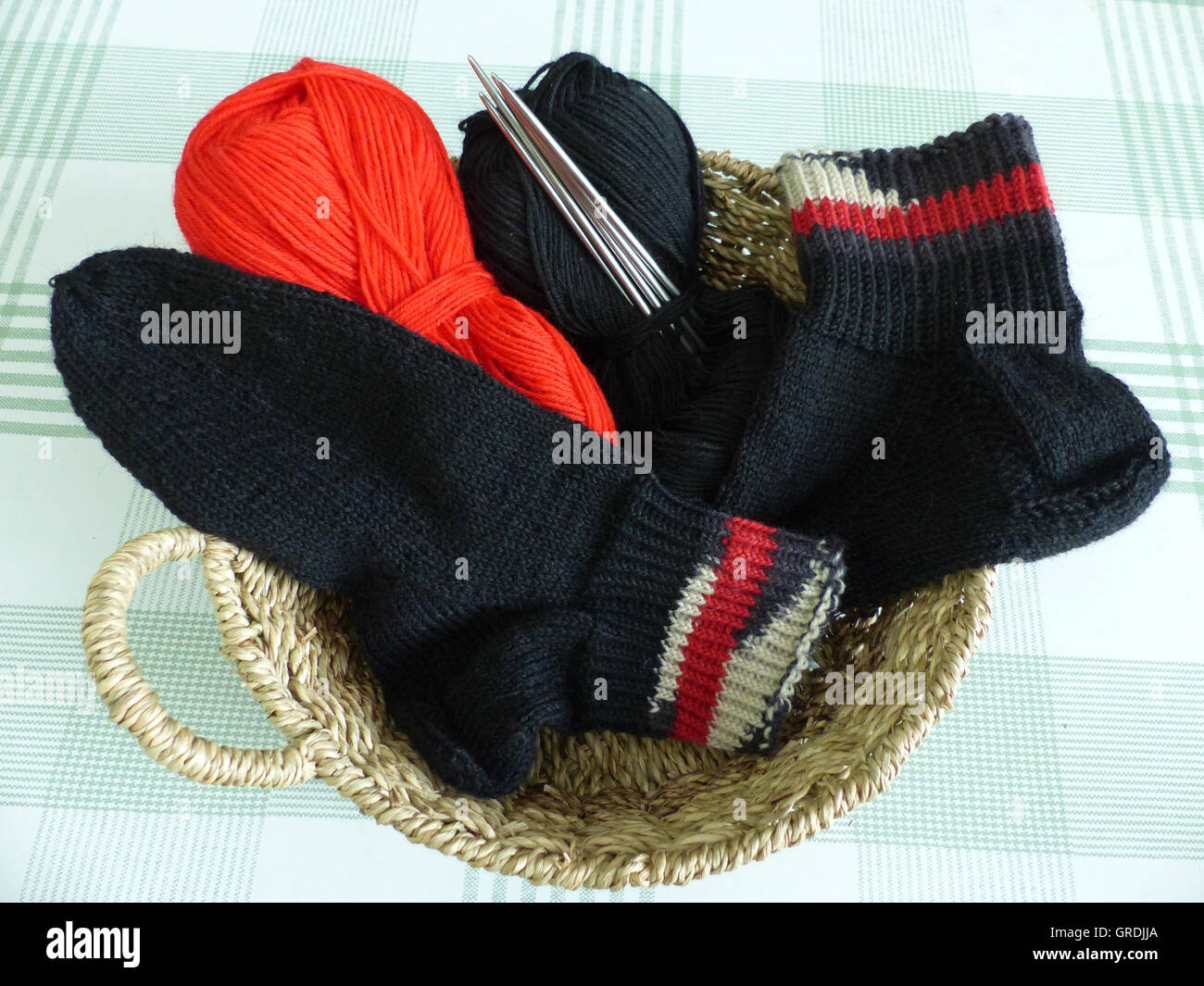 Woolen Socks Handknitted Stock Photo