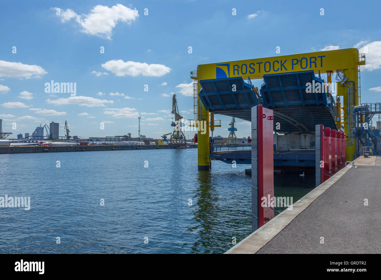 Warnemunde, Germany, August 1, 2015 Ferry Terminal Pier In Rostock