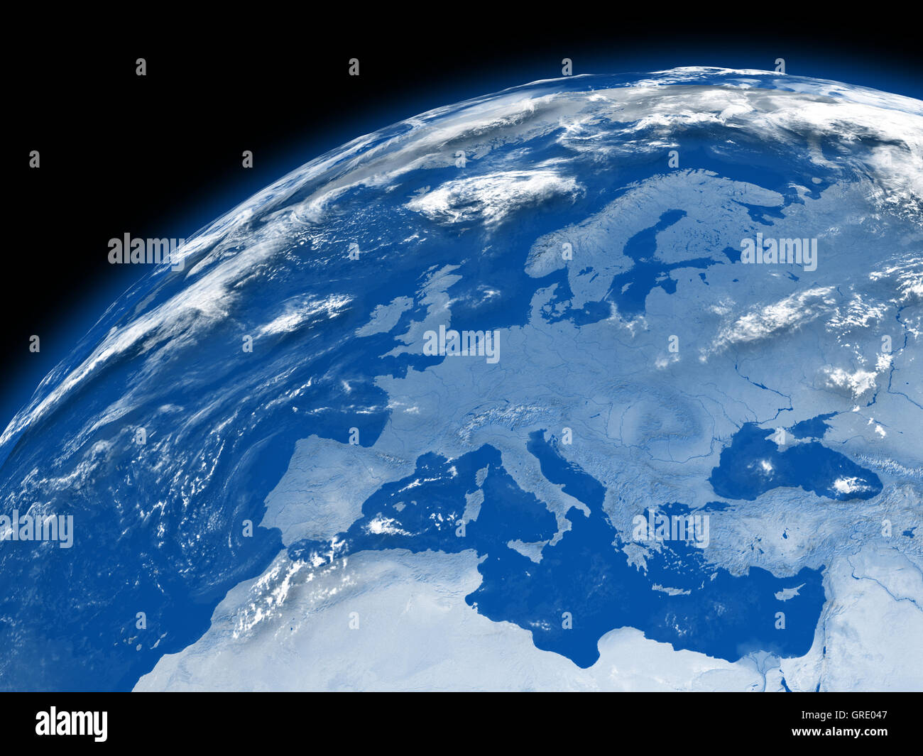 Europe on blue Earth Stock Photo - Alamy