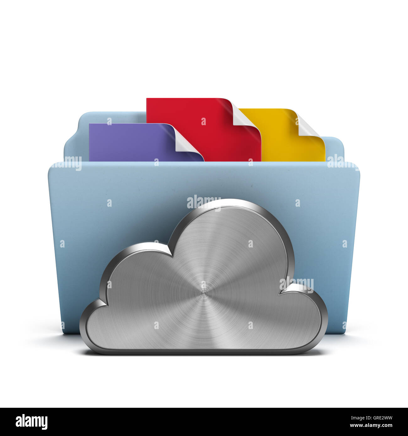 steel cloud and folder Stock Photo