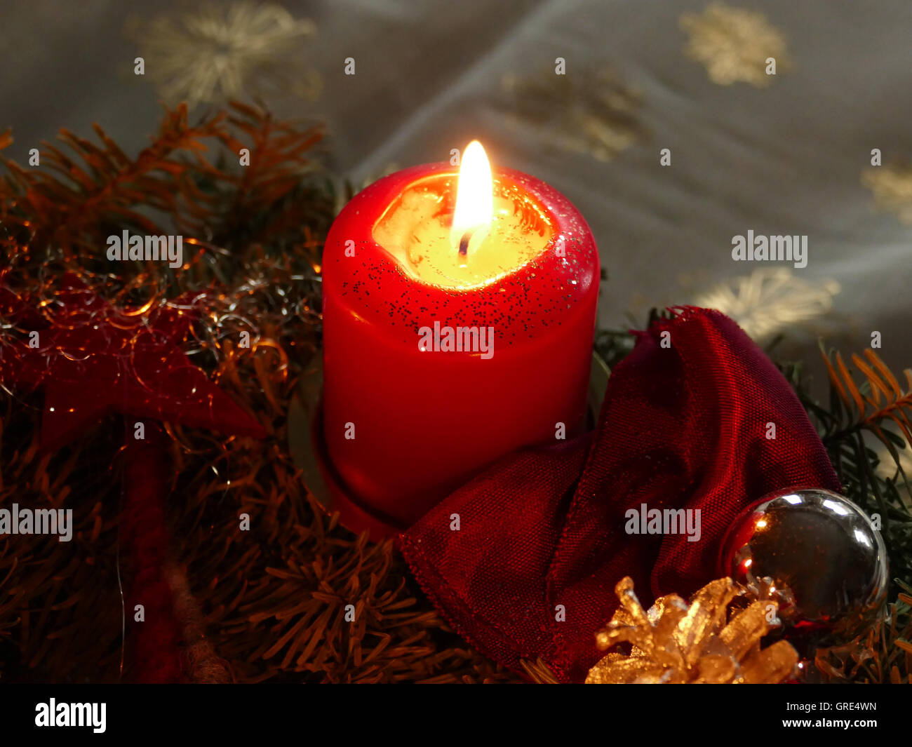 The First Advent, Burning Candle Stock Photo Alamy