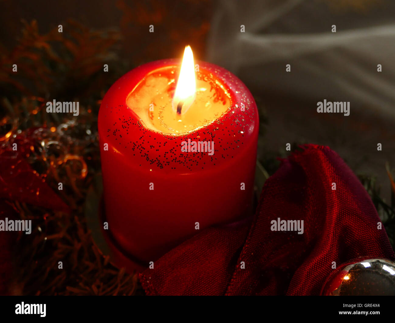 The First Advent, Burning Candle Stock Photo Alamy