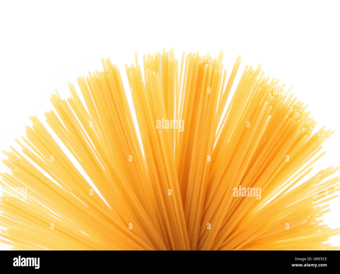 Fan of raw pasta spaghetti macaroni isolated Stock Photo