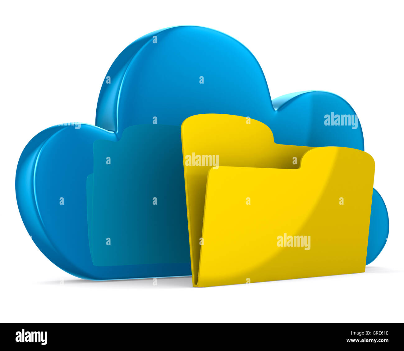 Cloud and folder on white background. Isolated 3D image Stock Photo - Alamy