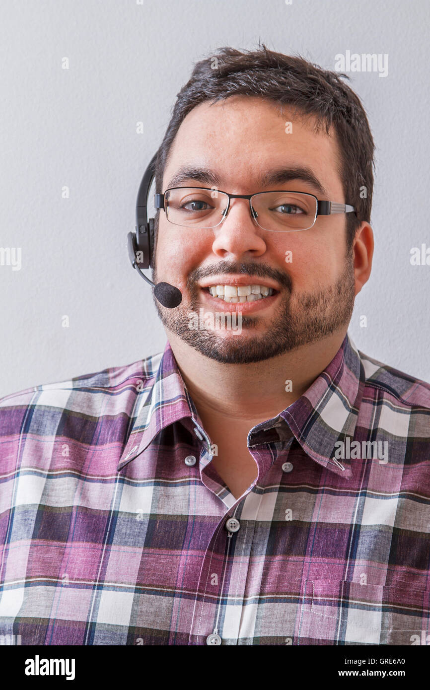 Man with headset Stock Photo