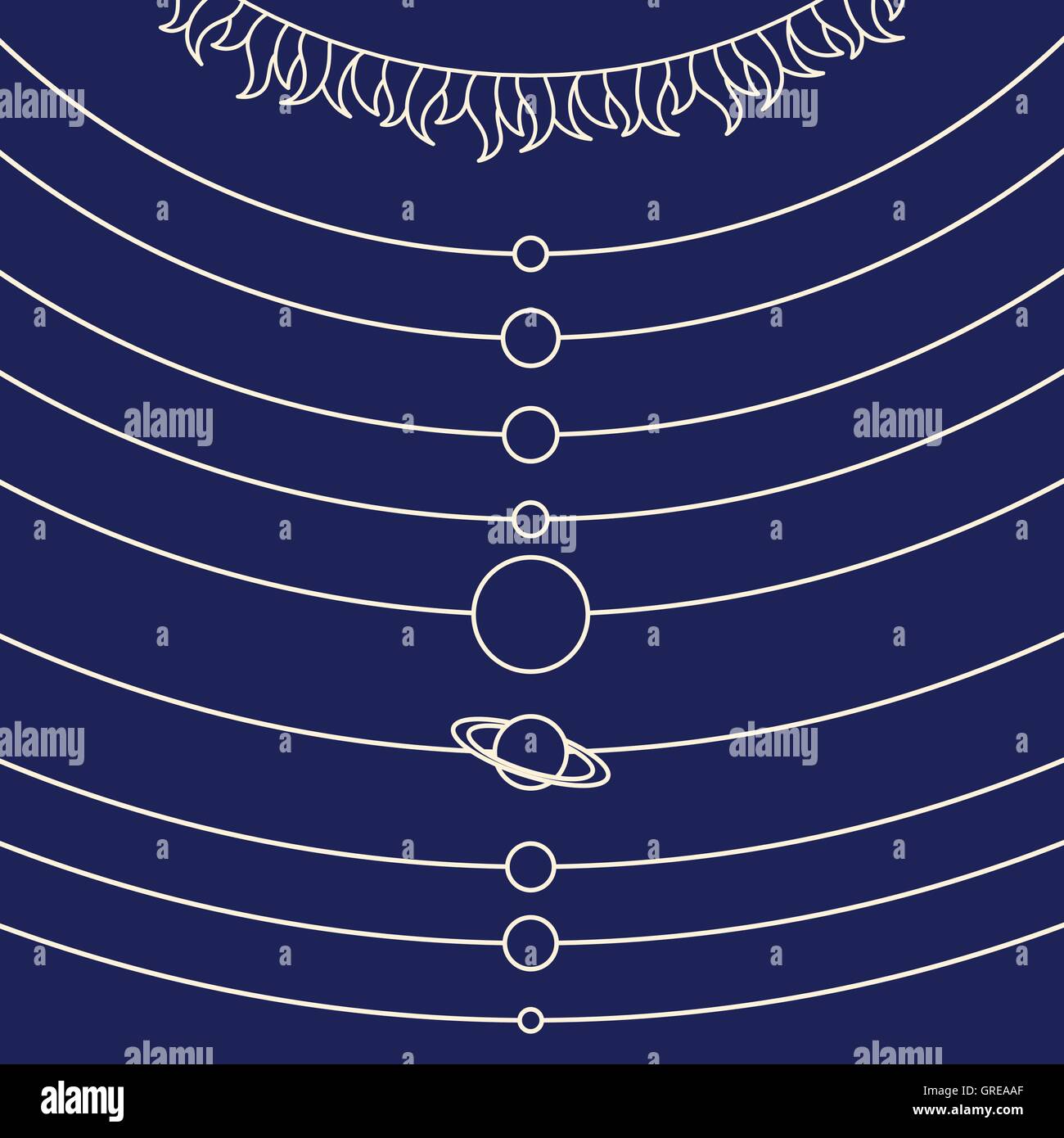 Parade of planets in solar system Stock Vector