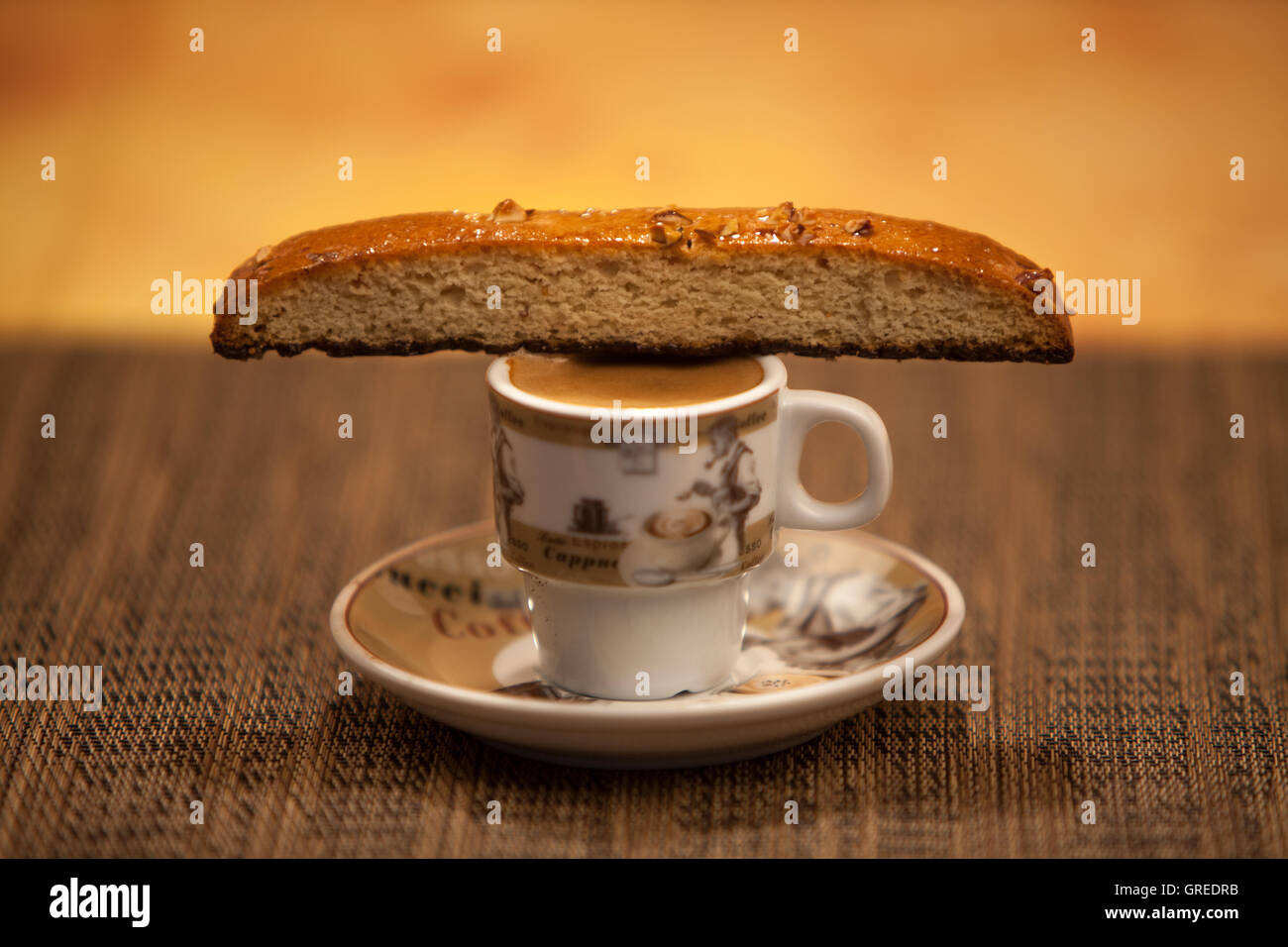 Cuban Espresso with biscotti Stock Photo