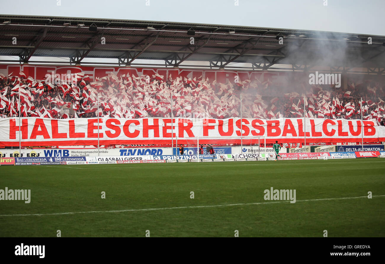Fanblock Of Hallescher Fc Stock Photo
