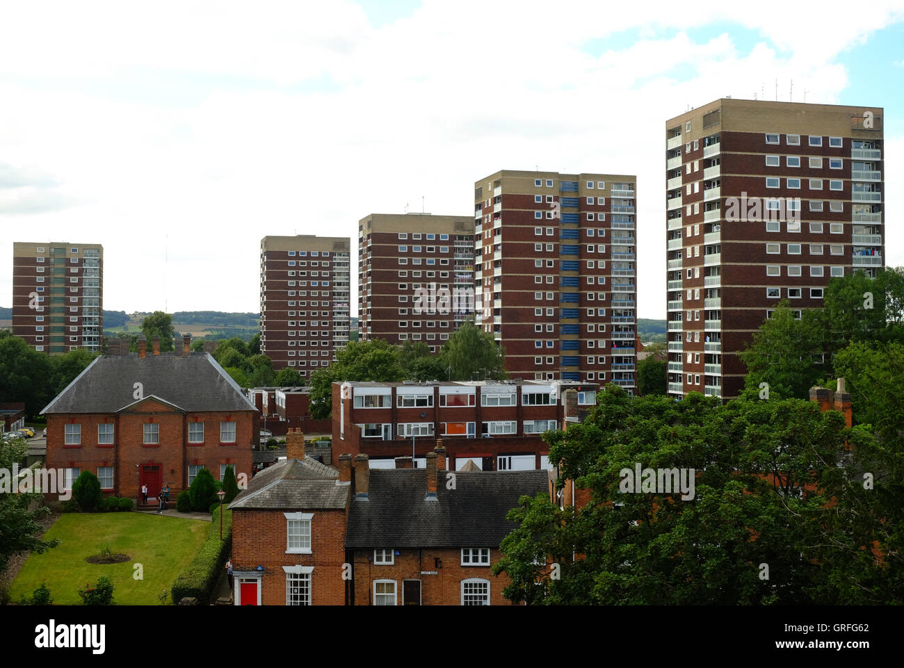 HIgh-rise apartment blocks in Tamworth, Staffordshire, England Stock Photo